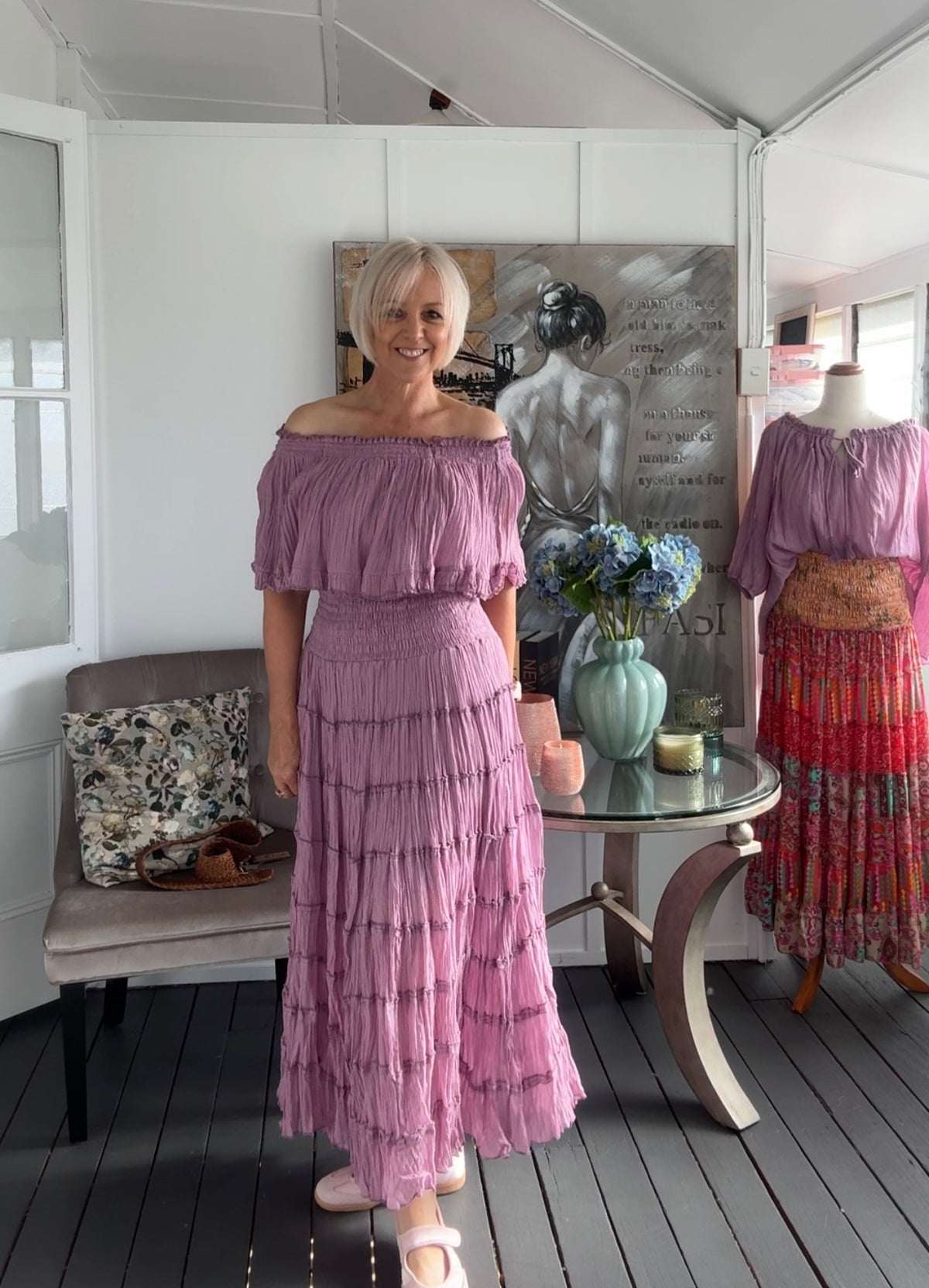 Bardot Tiered Maxi Skirt - Lilac