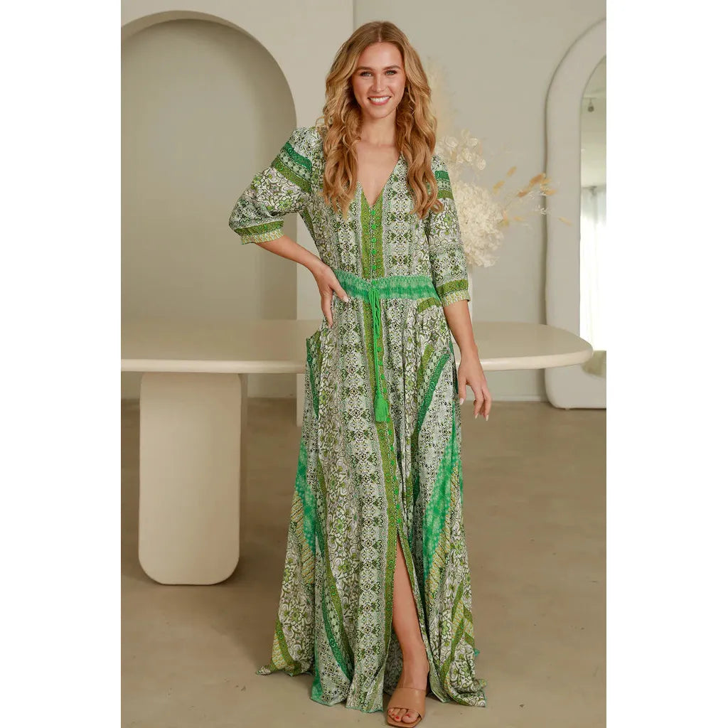 Arleth Half Sleeve Dress - Lime Lace