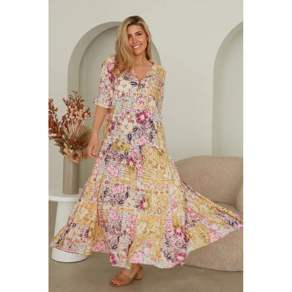 Eva Maxi Dress - Lemon Floral