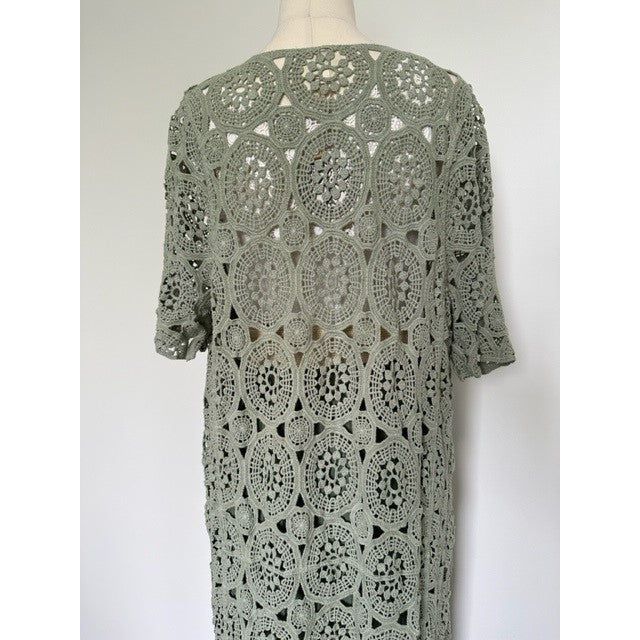 La Vie Boheme Duster - Sage Crochet Lace