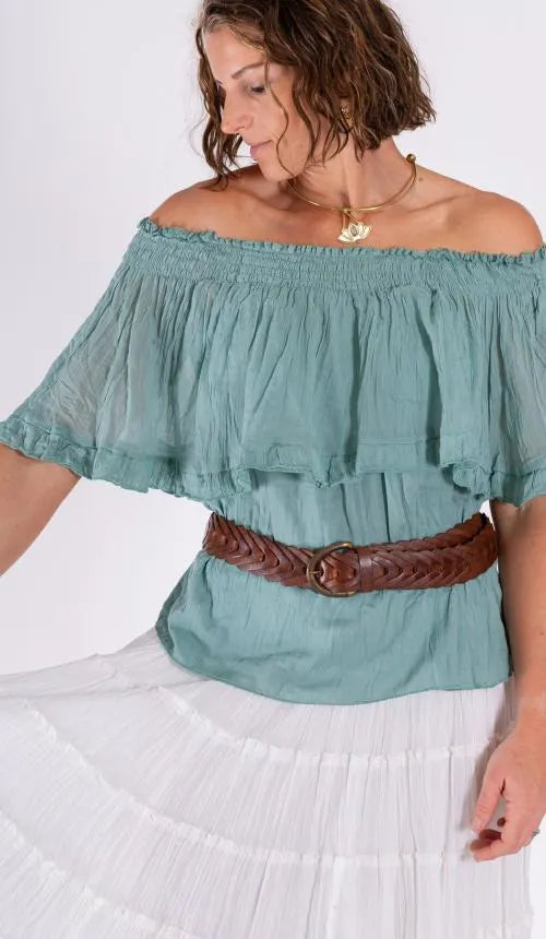 Bardot Tiered Maxi Skirt - Sage