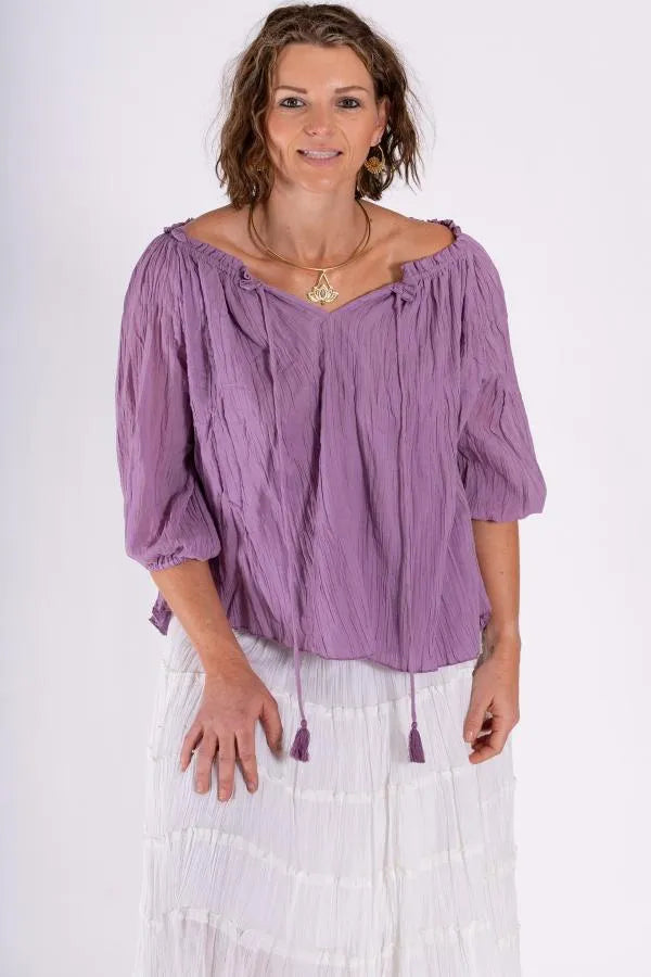 Peasant Cotton Top - Lilac