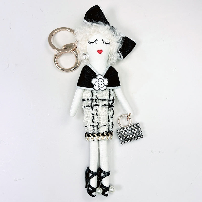 Parisian Doll Keyring Bag Charm - Coco White