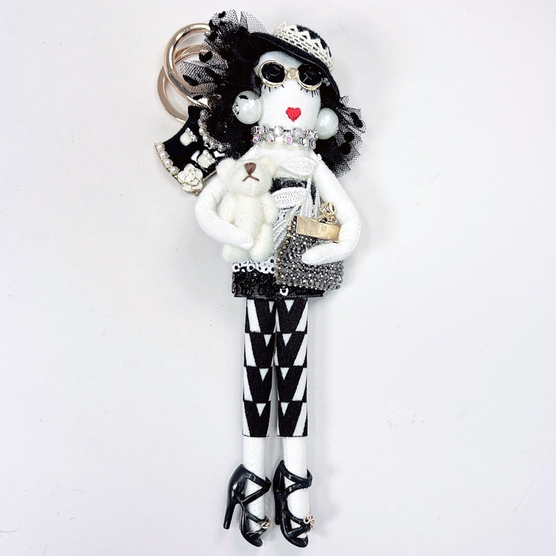 Parisian Doll Keyring Bag Charm - Cool Teddy