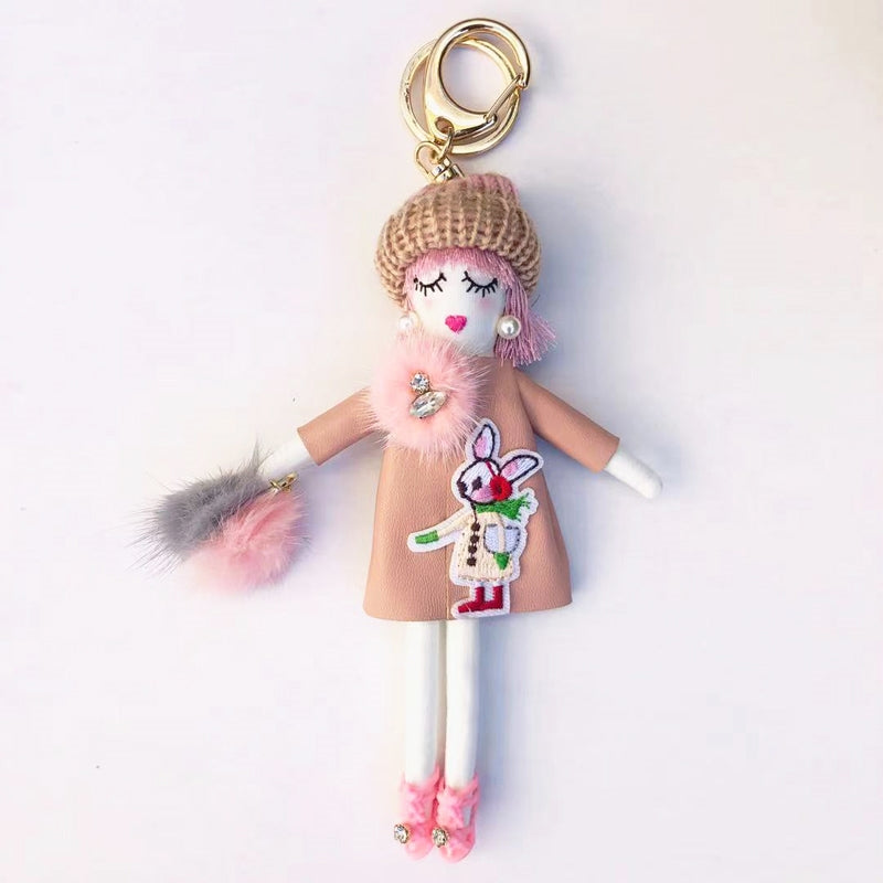Parisian Doll Keyring Bag Charm - Pink Bunny