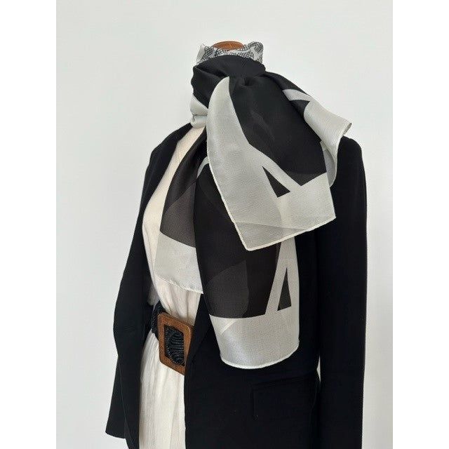 Silk Shawl - Black & Cream Chanel