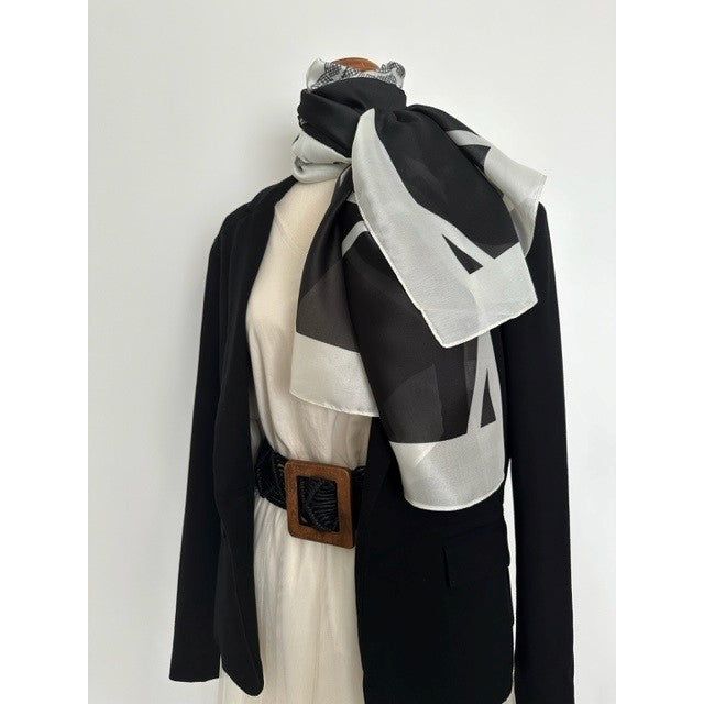 Silk Shawl - Black & Cream Chanel