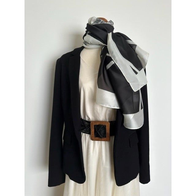Silk Shawl - Black & Cream Chanel