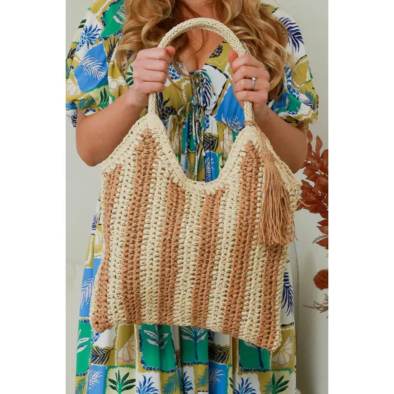 Classic Raffia Tote Bag - Vanilla Caramel