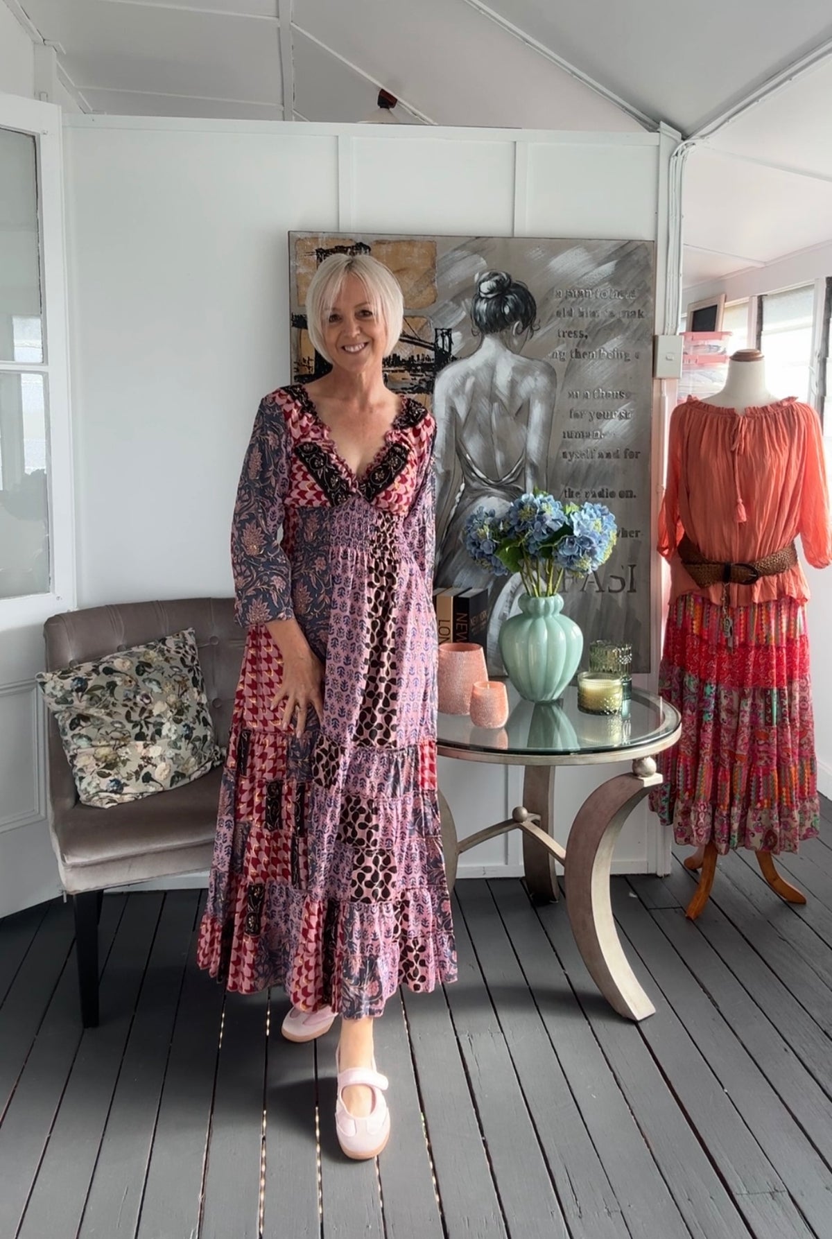 Goddess Dress Long Sleeve - Rose