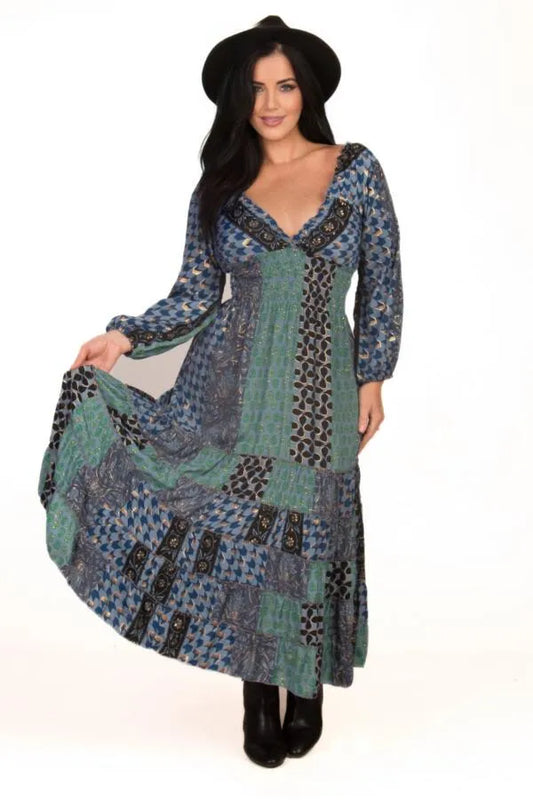 Goddess Dress Long Sleeve - Teal