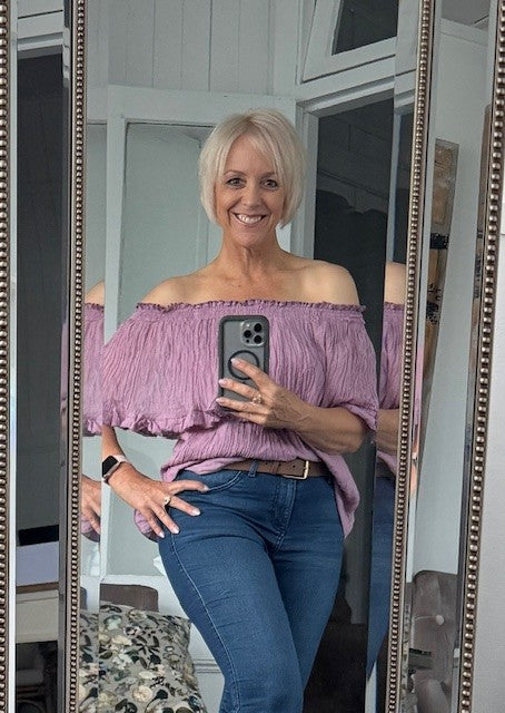 Bardot Off-Shoulder Top - Lilac