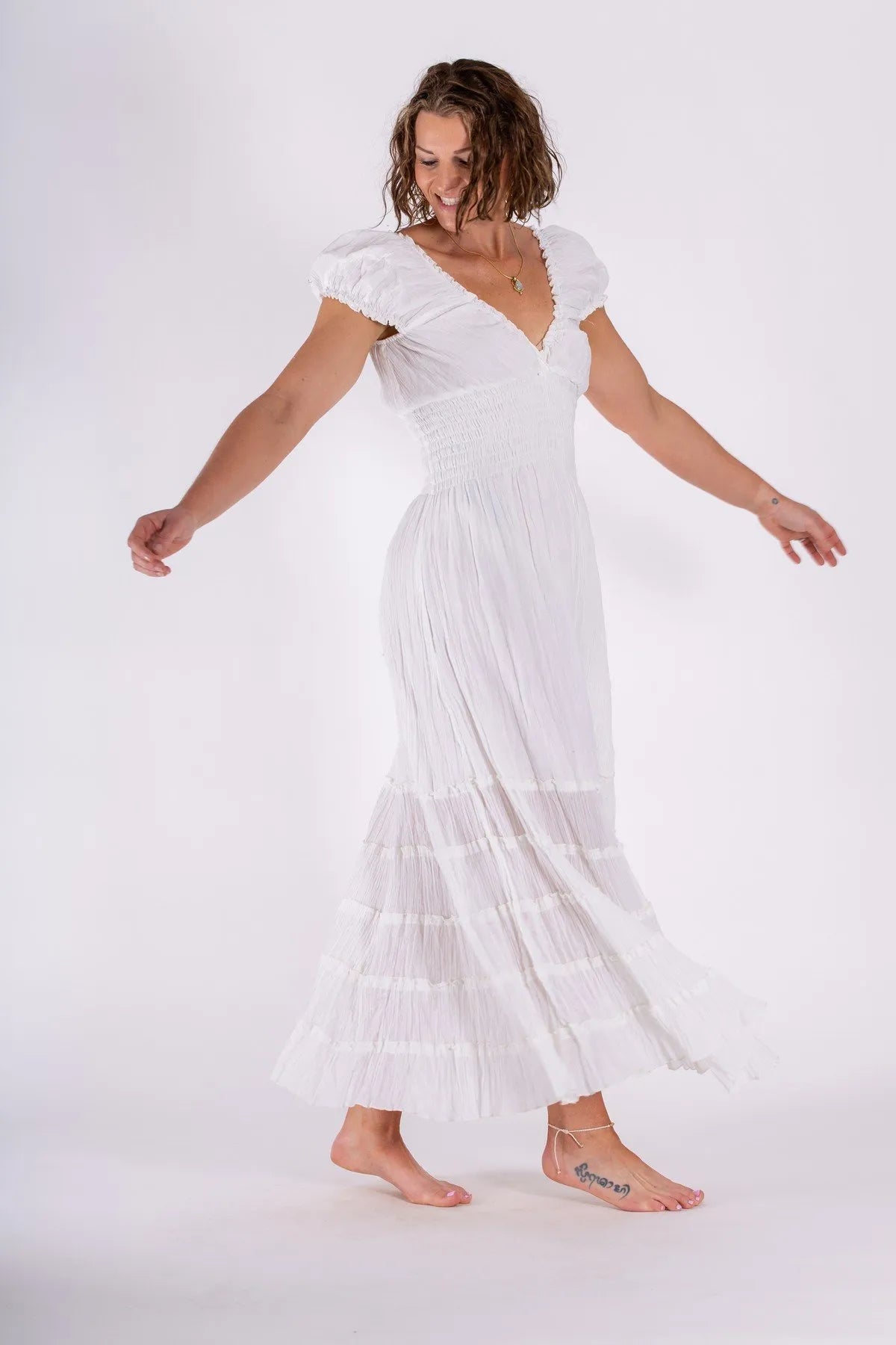 Cotton Goddess Dress - White