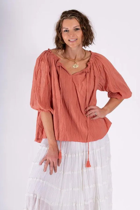 Peasant Cotton Top - Cinnamon