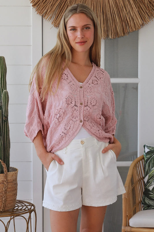 Willow Crochet Jardigan - Blush