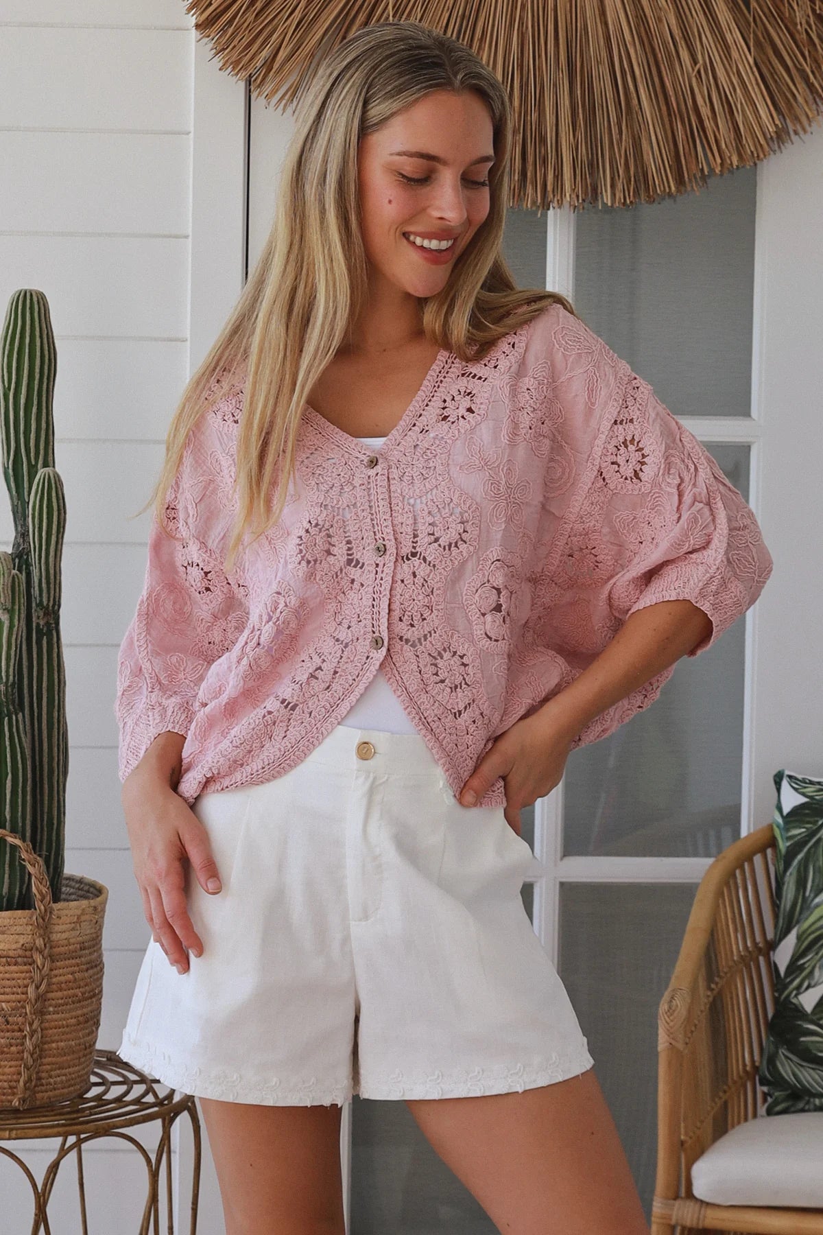 Willow Crochet Jardigan - Blush