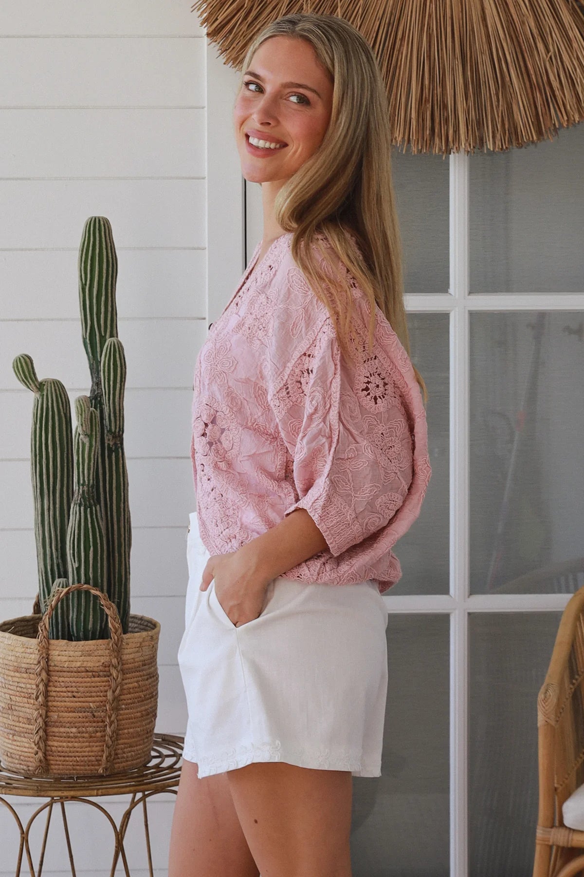 Willow Crochet Jardigan - Blush