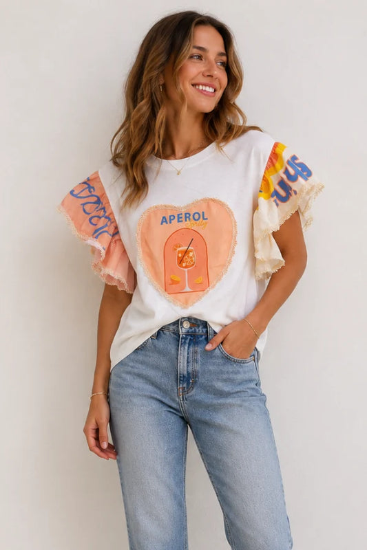 Flutter Sleeve Tee - Aperol Spritz