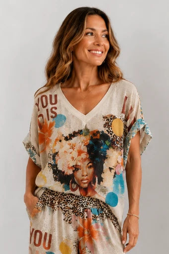 Luna Shimmer Top - Leopard Muse