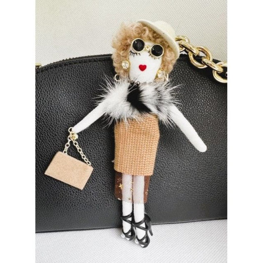Parisian Doll Keyring Bag Charm - Glamour Fur