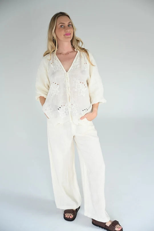 Cleo Embroided Top - Burro