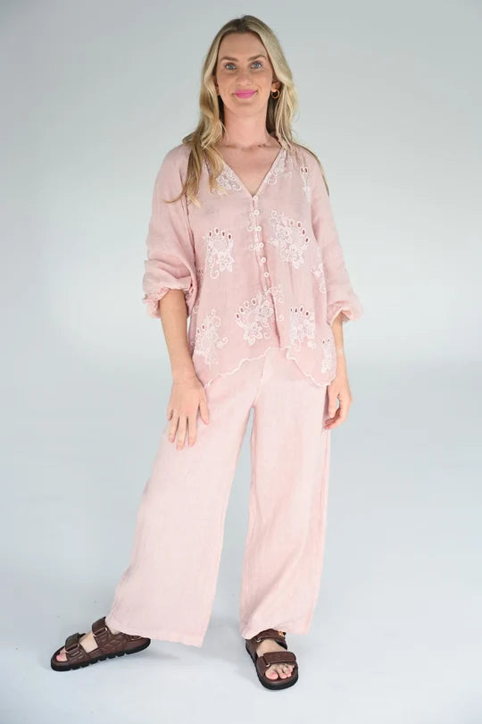 Cleo Embroided Top - Pink