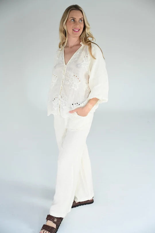 Cleo Embroided Top - Burro