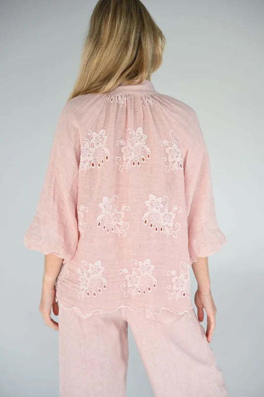 Cleo Embroided Top - Pink