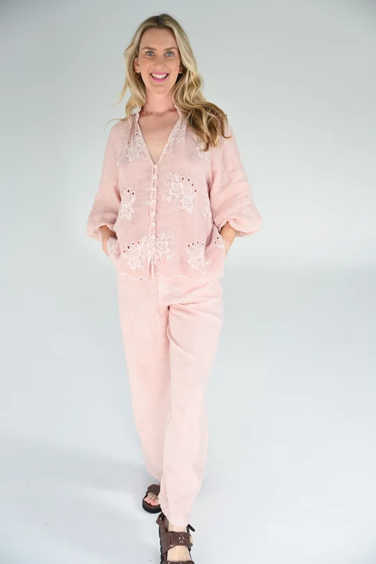 Cleo Embroided Top - Pink