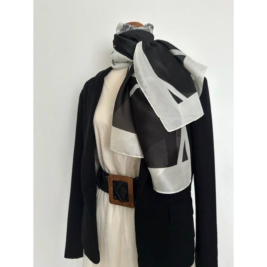 Silk Shawl - Black & Cream Chanel
