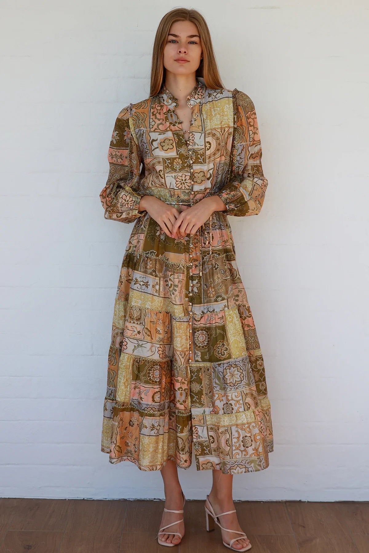 Charlotte Maxi - Olive Paisley