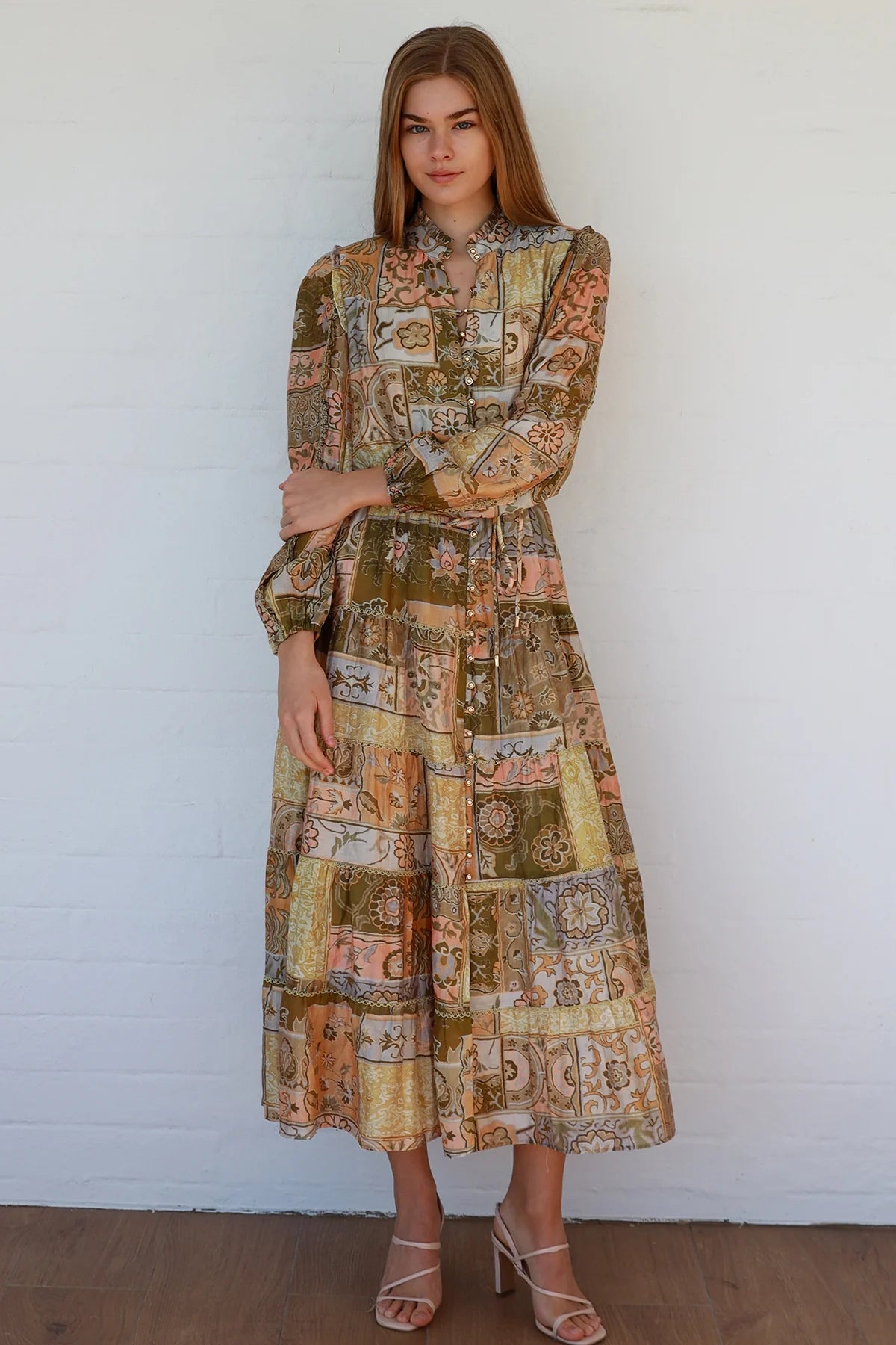 Charlotte Maxi - Olive Paisley